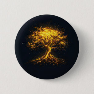 Gloeiende boom van het leven - mystiek en betovere ronde button 5,7 cm