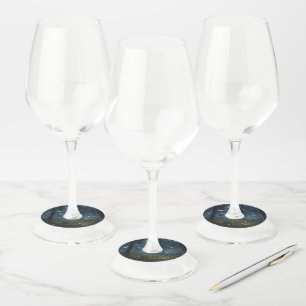 Gloeiende bosvuurvliegjes wijnglaslabel