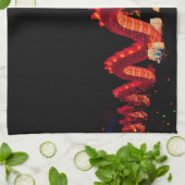 Gloeiende Chinese Parade Dragon Theedoek (Gevouwen)