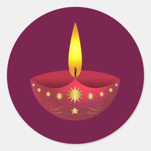 Gloeiende Diwali Lamp Ronde Sticker (Voorkant)