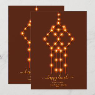 Gloeiende Diwali Lantaarn van Decoratieve Lichten Feestdagenkaart