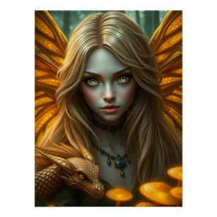 Gloeiende Dragon Fairy Art Perfect Poster