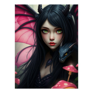 Gloeiende Dragon Fairy Art Perfect Poster