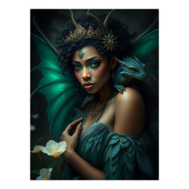 Gloeiende Dragon Fairy Art Perfect Poster