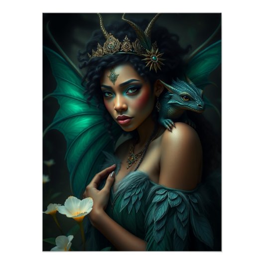 Gloeiende Dragon Fairy Art Perfect Poster (Voorkant)