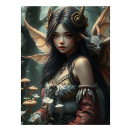 Gloeiende Dragon Fairy Art Perfect Poster