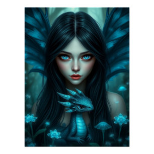 Gloeiende Dragon Fairy Art Perfect Poster