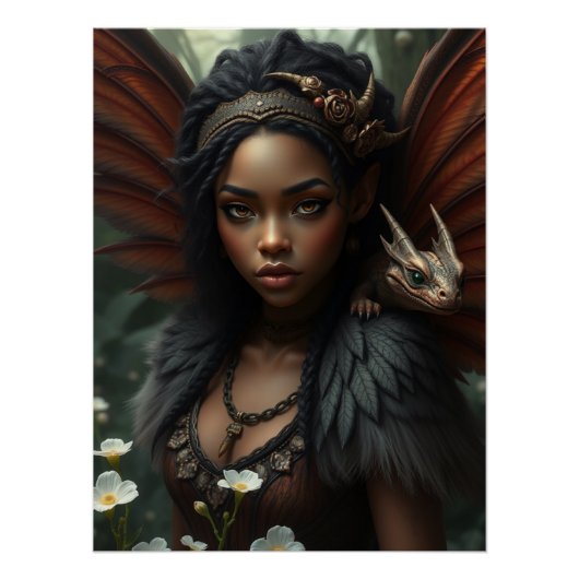 Gloeiende Dragon Fairy Art Perfect Poster (Voorkant)