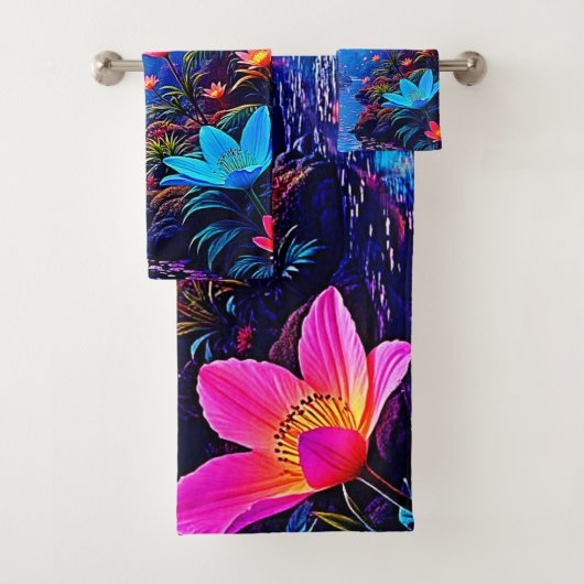 Gloeiende etherische Oerwoud oase ontwerp Bad Handdoek (Insitu)