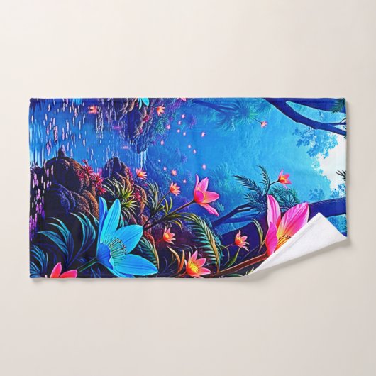 Gloeiende etherische Oerwoud oase ontwerp Bad Handdoek (Handdoek)