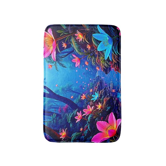 Gloeiende etherische Oerwoud oase ontwerp Badmat (Voorkant Verticaal)