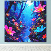 Gloeiende etherische Oerwoud oase ontwerp Canvas Afdruk (Insitu (Houten vloer))