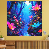 Gloeiende etherische Oerwoud oase ontwerp Canvas Afdruk (Insitu (Woonkamer))