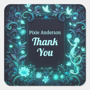 Gloeiende Feeën Feest Thema - Sprookje Na Donker Vierkante Sticker