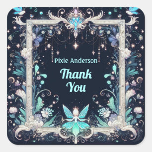 Gloeiende Feeën Feest Thema - Sprookje Na Donker Vierkante Sticker