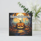 Gloeiende Gelukkige Halloween Pompoen Kaart (Staand voorkant)