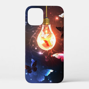 Gloeiende gloeilamp met nachtvlinders iPhone 12 mini hoesje