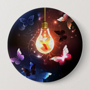 Gloeiende gloeilamp met nachtvlinders ronde button 4,0 cm