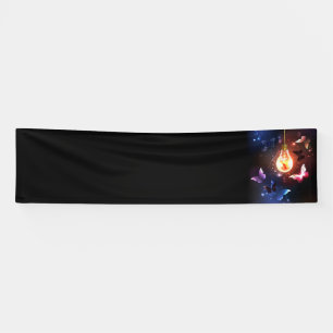 Gloeiende gloeilamp met nachtvlinders spandoek