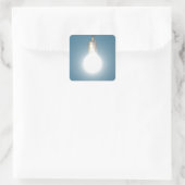 Gloeiende gloeilamp vierkante sticker (Tas)
