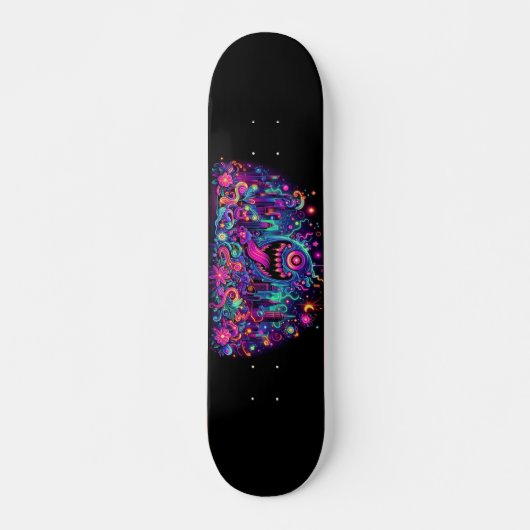 Gloeiende graffiti monsters design skateboard (Voorkant)