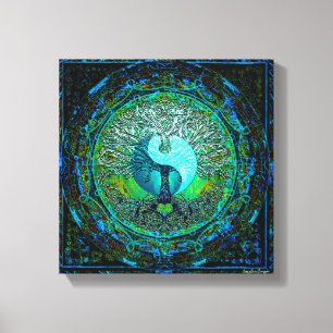 Gloeiende Groene Yin Yang Canvas Afdruk
