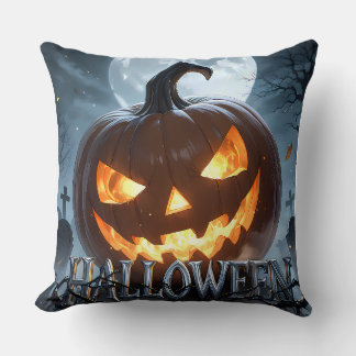 Gloeiende Halloween Pompoen Maan Kussen