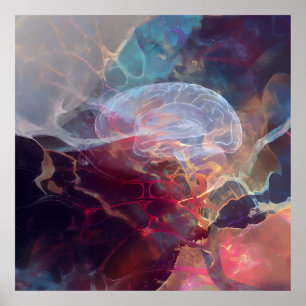 Gloeiende Hersenenevel Neurale Energie Poster