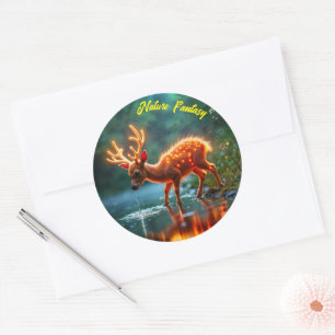 Gloeiende herten magische bos drink stroom ronde sticker