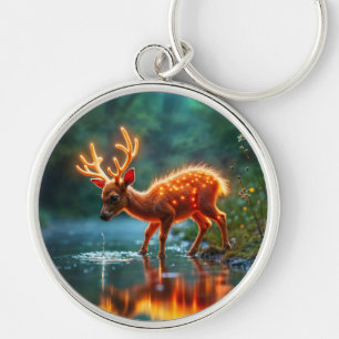 Gloeiende herten magische bos drink stroom sleutelhanger
