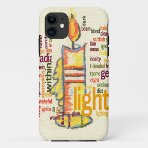 Gloeiende kaars licht Word Cloud Design iPhone 11 Hoesje