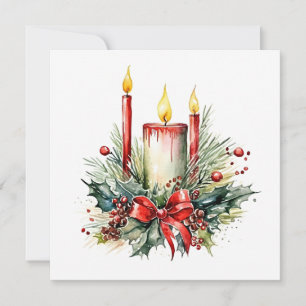 "Gloeiende kaarsen & Stille Nacht: Serene Kerstmis Notitiekaartje