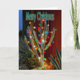 Gloeiende Kerstcactus met Prettig Kerstfeest Feestdagen Kaart