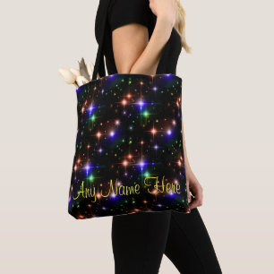 Gloeiende kleurrijke sterren Trendy Black Carryall Draagtas