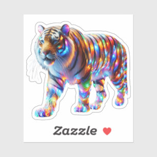 Gloeiende kleurrijke tijger - levendige glasachtig sticker