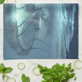 Gloeiende kwal wolk over oceaan strand blauw theedoek (Gevouwen)