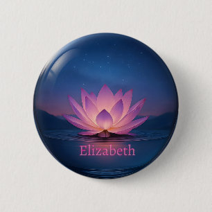 Gloeiende Lotus Glass Sphere met aangepaste naam Ronde Button 5,7 Cm