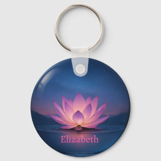 Gloeiende Lotus Glass Sphere Sleutelhanger – Aange