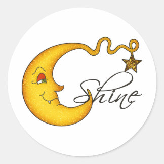 Gloeiende maan glans met ster ronde sticker