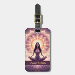 Gloeiende Mandala Meditatie Vrouw Aangepaste Naam Bagagelabel
