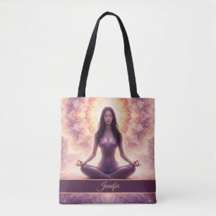 Gloeiende Mandala Meditatie Vrouw Aangepaste Naam Draagtas