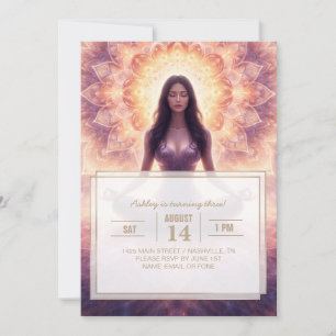 Gloeiende Mandala Meditatie Vrouw Aangepaste Naam Kaart