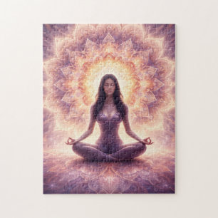 Gloeiende Mandala Meditatie Vrouw Aangepaste Naam Legpuzzel