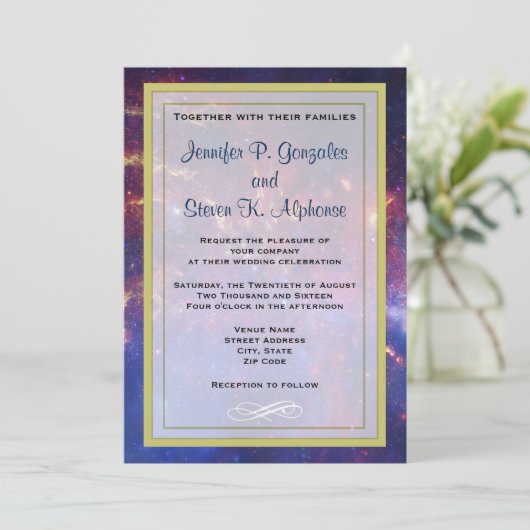 Gloeiende melkweg in buitenste ruimteweddenschap kaart (Staand voorkant)