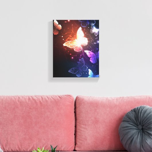 Gloeiende Nacht Vlinders Canvas Afdruk (Insitu (Woonkamer))
