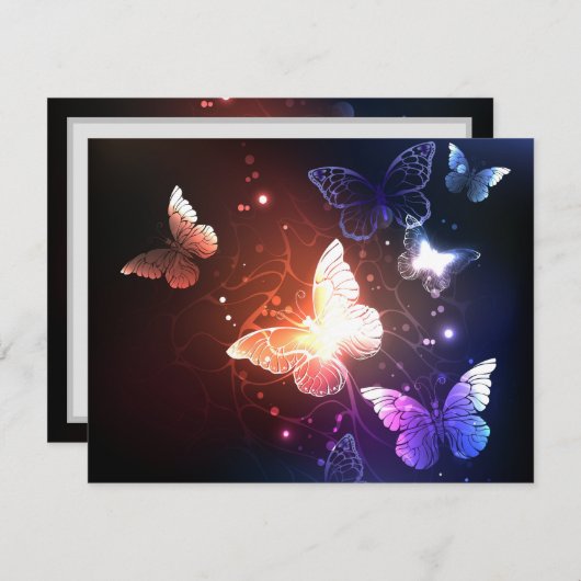 Gloeiende Nachtvlinders Bedankkaart (Voorkant / Achterkant)