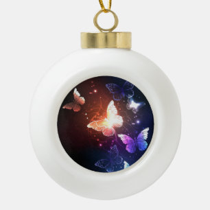 Gloeiende Nachtvlinders Keramische Bal Ornament