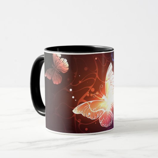 Gloeiende Nachtvlinders Mok (Voorkant links)