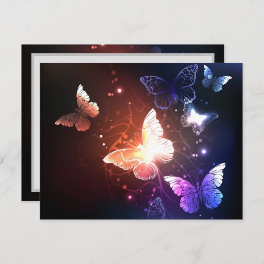 Gloeiende Nachtvlinders Notitiekaartje (Voorkant / Achterkant)