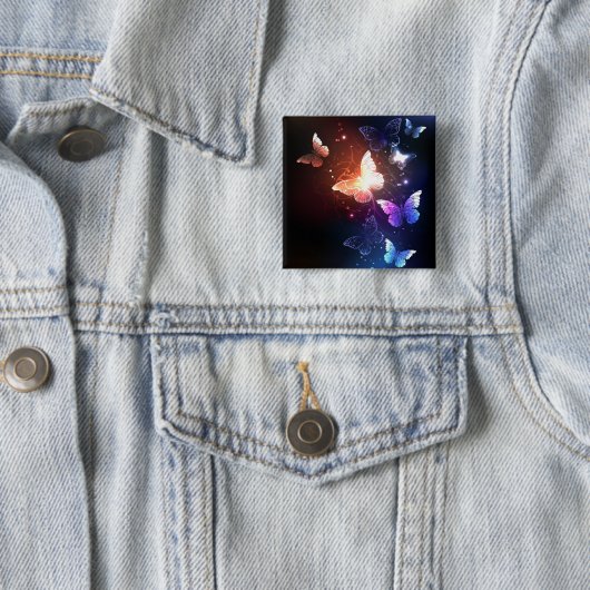 Gloeiende Nachtvlinders Vierkante Button 5,1 Cm (In situ)